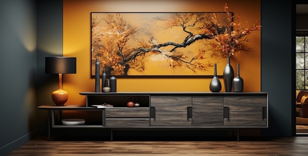 Дизайн стены где висит телевизор в гостиной